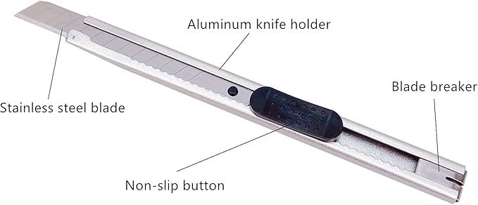 CCyanzi 9mm Stainless Steel Utility Knife with Snap off blades Replacement, Retractable Utility Knife Set, for Box Cutter, Vinyl Knives, Precision Cutter
