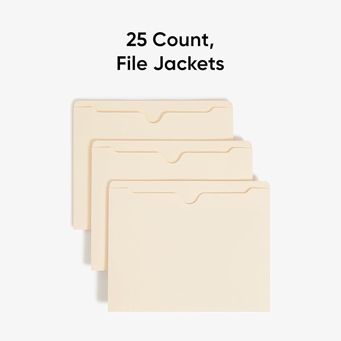 Smead File Jackets, 25 Count, Manila, Reinforced Straight-Cut Tabs, Letter Size (75499)