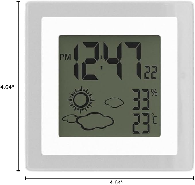 VOILEIPAGI Small Clock Digital Battery Operated Alarm Clock with Auto Backlight, Indoor Temperature Humidity, 12/24H, Date, Travel Alarm Clock Desk Clock Small Clock for Shelf (Battery Included)