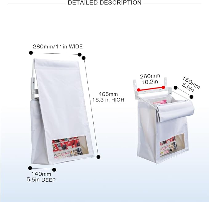 Indoor Wall Mount Mail Catcher Bag Door Slot Post Box Basket Mail Boxes Organizer Security White