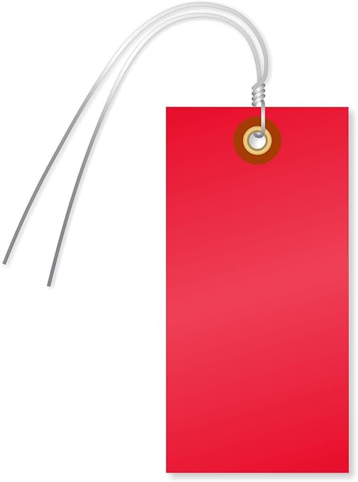 SmartSign Blank Tyvek Shipping Tags with Wire, Size #5 | 4 3/4" x 2 3/8", Pack of 100, Red, Made in USA