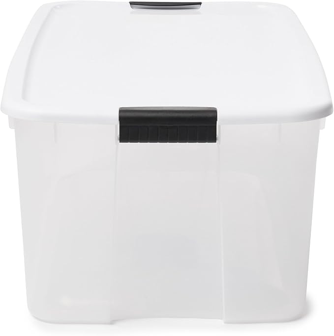 Sterilite 4-Pack Ultra Latching Box, Storage Bins with Lids, Clear Plastic, 116 Quart - Heavy-Duty Organizing Containers for Closet, Bathroom, and Office