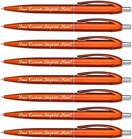 Personalized Ballpoint Pens - Retro -Retractable Click action - Custom - Black writing - Printed Name pens - Imprinted with Your Logo or Message - Personalization - 12 Pens/Box (Orange)