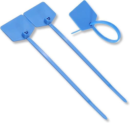 Waterproof Shipping Tags - Self Locking Nylon Writable Marker Ties for Luggage Identification, Plastic Straps Label Mark, Seal Zip Tie for Labeling - 100pcs (Blue)