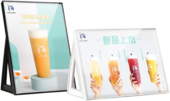 ECKEK ABS Plastic Sign Holder，Menu Displays L Shape Sign Stand Vertical/Horizontal Use (White A4 210×297mm/8.27×11.69inches)