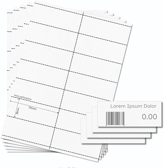 OfficeGear Shelf Edge Labels (350 Pack) 38x105mm Custom Printable A4 Card for Retail Barcodes, Price Stickers, Product Info with Template