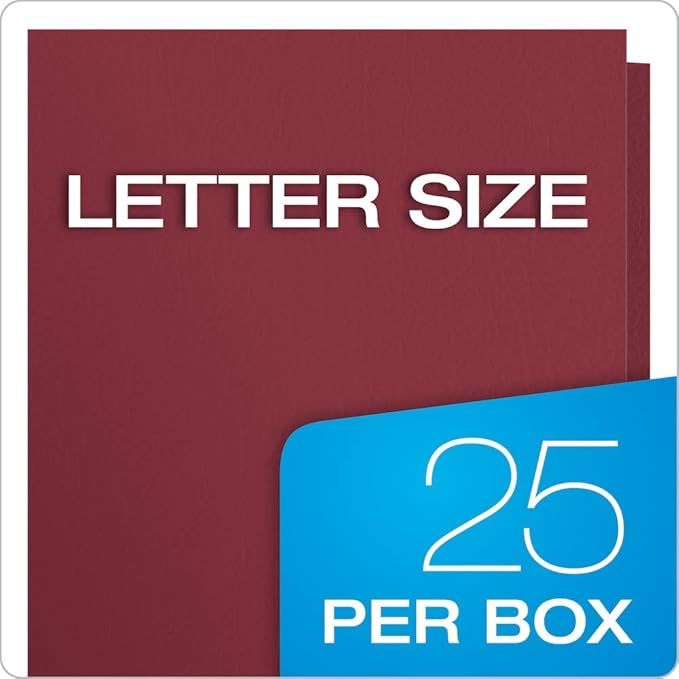 Oxford Twin-Pocket Folders, Textured Paper, Letter Size, Burgundy, Holds 100 Sheets, Box of 25 (57557)