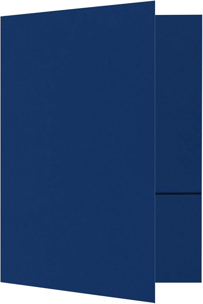 LUXPaper 9" x 12" Presentation Folders | Two Pocket | Navy Blue | 100lb. Cover | 100 Qty