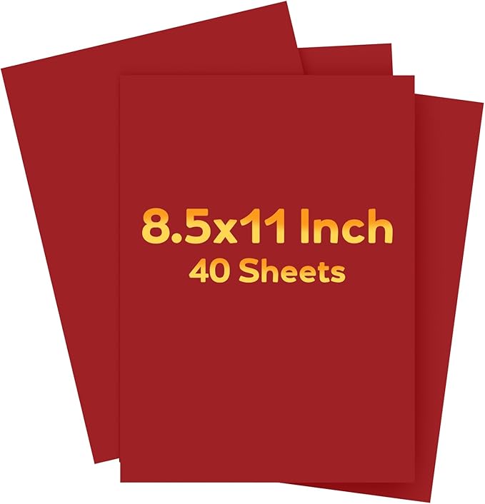 Red Cardstock 8.5" x 11 ", Valentine Day Cardstock Paper, 40 Sheets Red Card Stock, Heavy Card Stock for Invitations, Art, Drawing, Menu, DIY Card, Tags, Crafts Certificates, School, Office Printing