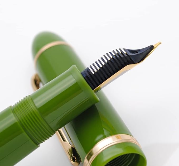 JINHAO X159 Fountain Pen (F Nib 0.5mm, Avocado Green with Gold Clip)