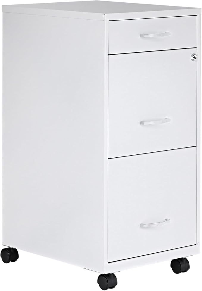 Lorell LYS SOHO Box/File/File Mobile White File Cabinet, 3 Drawer, 26.5 x 14.3 x 18 in