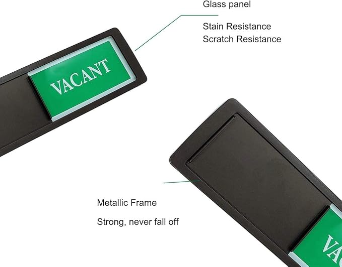 Vacant Occupied Sign, Vacant Occupied Door Sign for Home Bathroom Office Restroom Conference, Privacy Door Indicator Tells Whether Room In Use or Available, 7'' x 2'' - Silver
