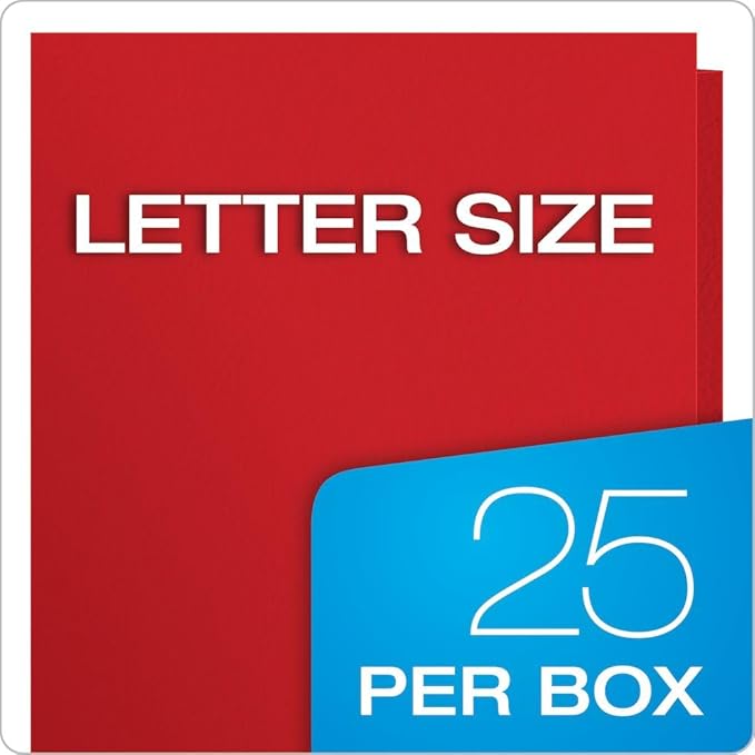 Oxford Twin-Pocket Folders, Textured Paper, Letter Size, Red, Holds 100 Sheets, Box of 25 (57511EE)