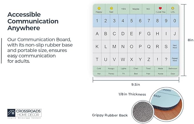 Adult Communication Board - Non-Slip, Portable Letter Chart for Non-Verbal, Stroke Recovery, Effective Visual Aids for Non-Speaking Patients, Pain Scale, QWERTY or ABC (QWERTY - 3 Pack)