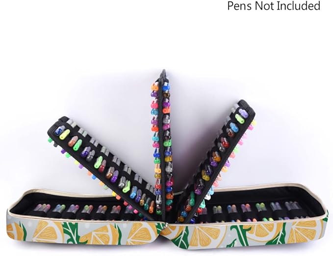qianshan Pencil Case Holder Slot - Holds 202 Colored Pencils or 136 Gel Pens with Zipper Closure - Large Capacity Pen Organizer for Watercolor Pens or Markers - Perfect for Artist Grey Lemon
