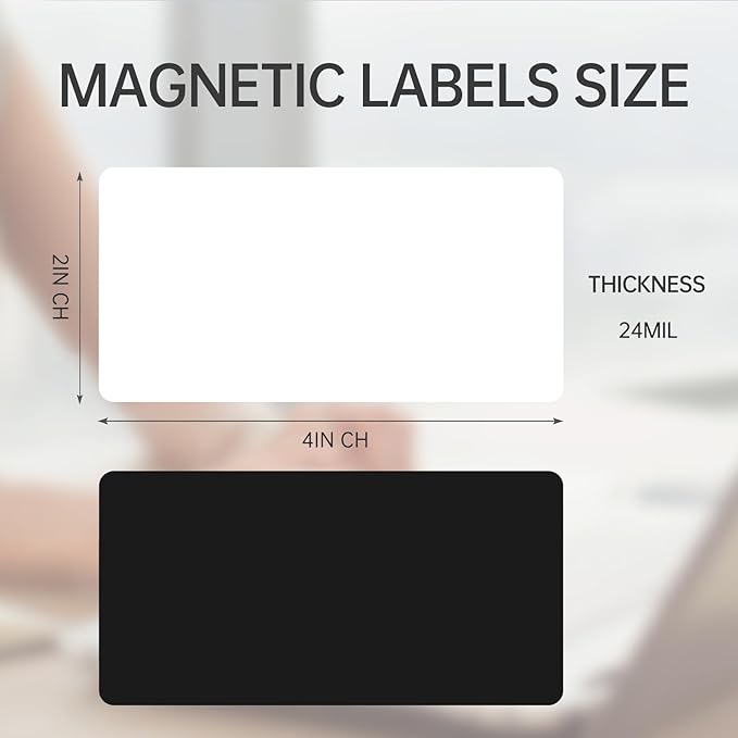 OQUYDEA 100-Pack Dry Erase Magnetic Labels - Waterproof, Eco-Friendly, Reusable Name Tags for Classroom, Office, Cabinet, Whiteboard, Fridge & More (White, 2x4 inches)…