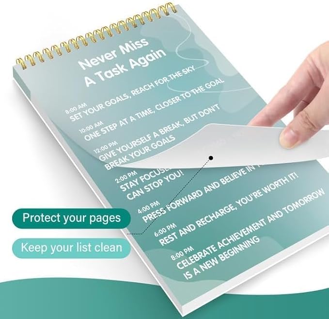 GOLDPEI To Do List Notepad - Daily Planner Notepad Undated 52 Sheets Tear Off, 6.5" x 9.8" Checklist Productivity Organizer with Hourly Schedule for Tasks