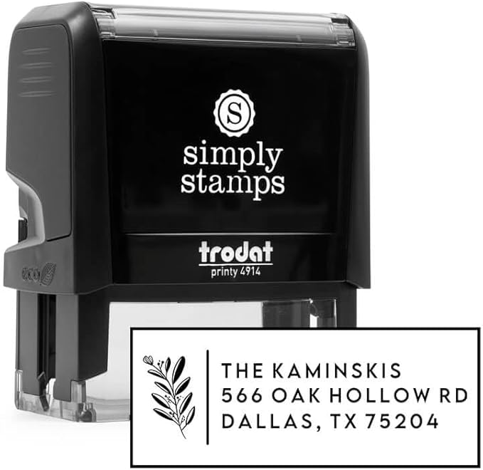 Custom Floral Address Stamp | Choose from 12 Designs | Multiple Ink Color Options | Envelope Return Address Stamp for Couple or Family (Design 2, Large)