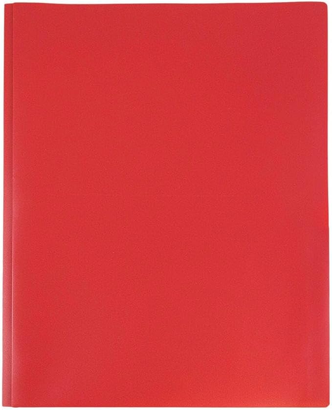 JAM PAPER Plastic 2 Pocket POP Folders - Durable School Folders with Metal Prongs Fastener Clasps - Red - Bulk 48/Pack