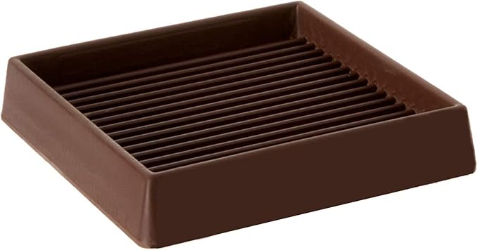 VOCOMO 4X4 Rubber Caster Cups, Non Slip Furniture Pads, Anti-Slip Gripper, Anti Skid Furniture Feet, Anti Slide Floor Protector for Bed Couch Stoppers - 8 Pack, Brown