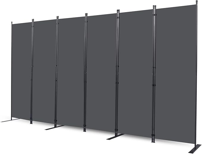 CHOSENM Room Divider, 6 Panel Folding Privacy Screens with Wider Support Feet, 6 Ft Portable Room Partition for Room Separator, 132" W X 71" H, Grey