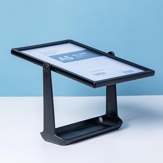 ECKEK ABS Plastic Sign Holder, Menu Displays T Shape Sign Stand, Rotating Display Stand for Ads, Menu, Photos, Business Card (Black A4 210×297mm/8.27×11.69 inches)