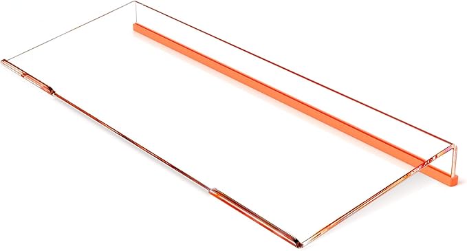 BEEGO Ergonomic Computer Keyboard Stand - Clear Acrylic Keyboard Riser Tilted Keyboard Holder Keyboard Tray with Orange Non-Slip Strip for Easy Typing at Home School Office Desk Accessories