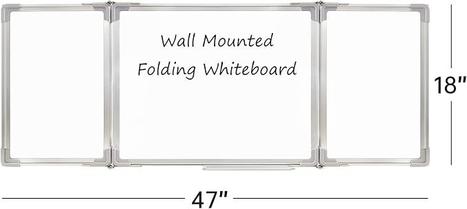 Whiteboard Set - Dry Erase Board 47 x 18 in with 1 Dry Wipe Eraser, 4 Markers, 4 Magnets and 6 Magnetic Notes - Large Wall White Board for Home and Office
