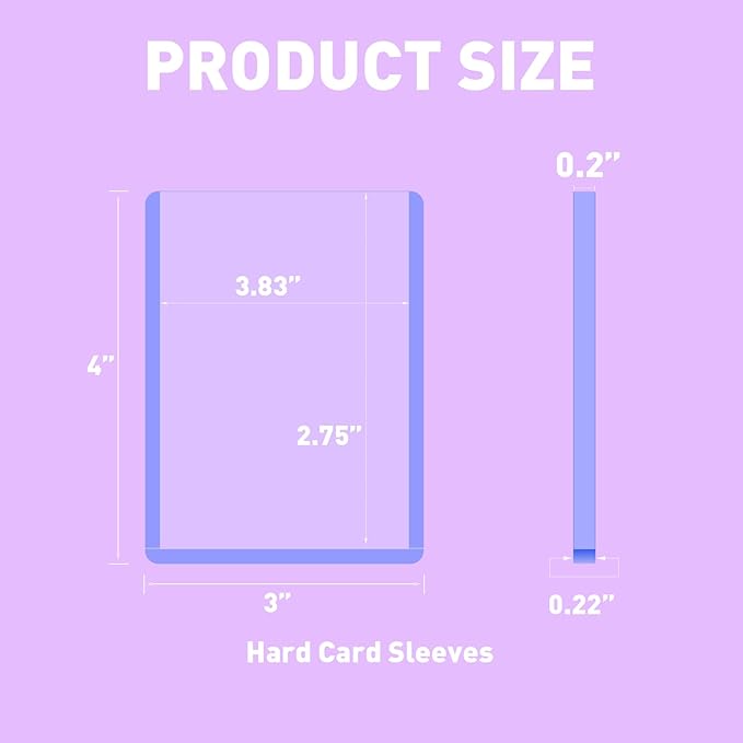 50ct 3"X4" Card Sleeves Hard Plastic - 180pt Hard Card Sleeve, Baseball Card Protectors Hard Plastic, Premium Card Sleeves for Trading Cards, Hard Card Holder for Sports Baseball Football Game Cards