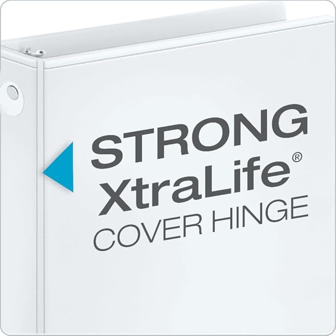 Cardinal Economy 3-Ring Binders, 3", Round Rings, Holds 625 Sheets, ClearVue Presentation View, Non-Stick, White, Carton of 12 (90651)