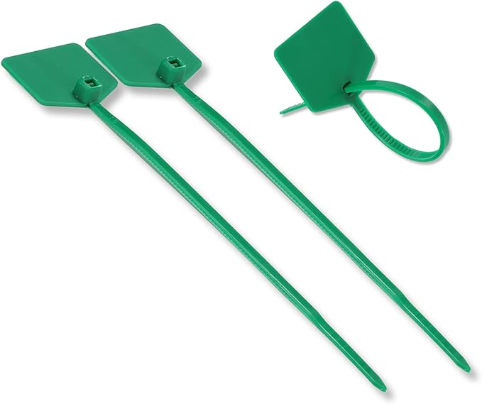 Waterproof Shipping Tags - Self Locking Nylon Writable Marker Ties for Luggage Identification, Plastic Straps Label Mark, Seal Zip Tie for Labeling - 100pcs (Green)