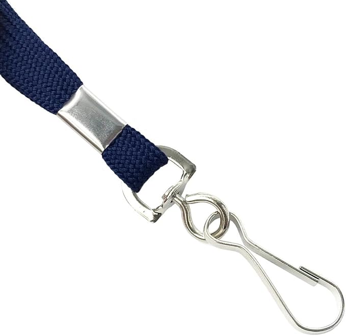 Bird Fiy Lanyards Safety Black Lanyards Neck Flat Premium Breakaway Badge Lanyard with J-Hook for ID Nametag Badge Holder (Navy Blue, 50 PCS)