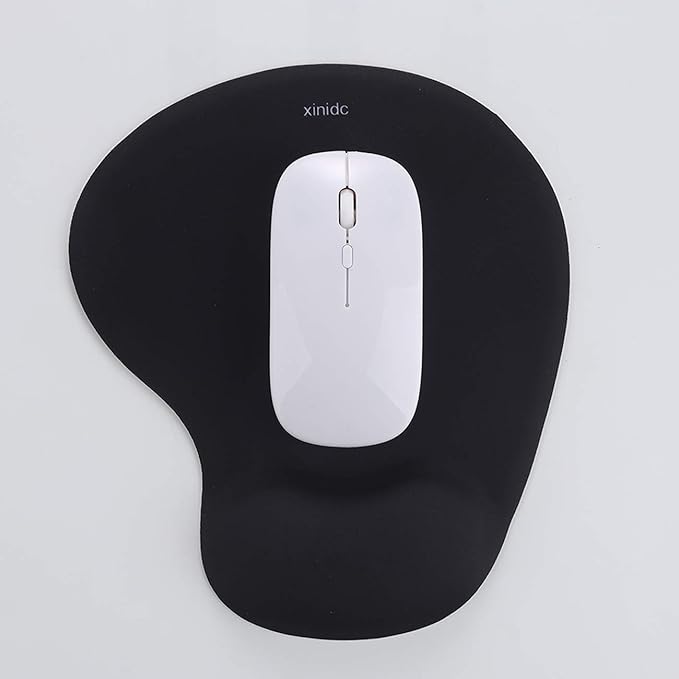xinidc Ergonomic Computer Mouse Pad with Wrist Rest Support, Pain Relief Mouse Pad with Non-Slip PU Base for Home Office Working Studying (Black)