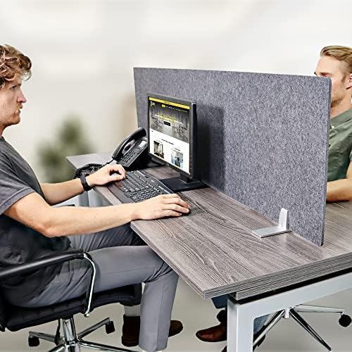 OBEX Free Standing Desk PET Privacy Screen, Table Top Home & Office Furniture Partitions and Dividers, Portable Workstation Freestanding Panels, 18" x 30" Shadow