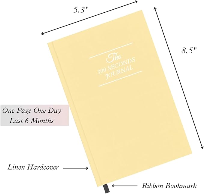 Gratitude Journal – 300 Seconds Daily Reflection with Prompts for Mindfulness, Self Care & Positive Thinking, 5 Minute Guided Journal Yellow Edition for Women & Men