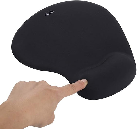 xinidc Ergonomic Computer Mouse Pad with Wrist Rest Support, Pain Relief Mouse Pad with Non-Slip PU Base for Home Office Working Studying (Black)