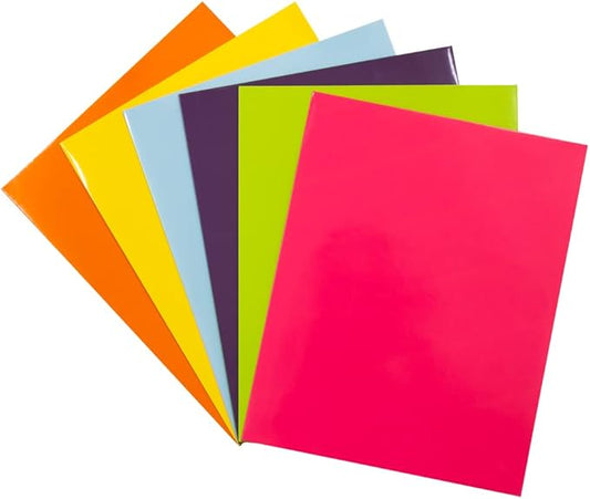 JAM PAPER Laminated Two Pocket Glossy School Folders - Letter Size - High Gloss Assorted Fashion Colors - 6/Pack