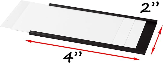 Realth C Channel Magnetic Strip 50 Pack, 2'' x 4'' Magnetic Label Holders with Paper Inserts and Clear Plastic Protectors, Magnet Labels for Metal Racks and Shelves