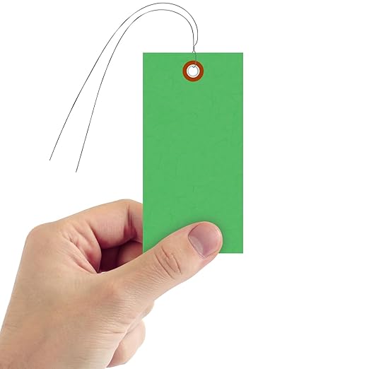 SmartSign Green Shipping Tags with Wire, Size #5, Pack of 1000 | 4 3/4" x 2 3/8"