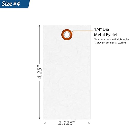 SmartSign (Pack of 1000) 4.25 x 2.125 inch “White” Blank Tyvek Shipping Tags with Metal Eyelets, Size #4, 8 mil Thick Tyvek, Made in USA