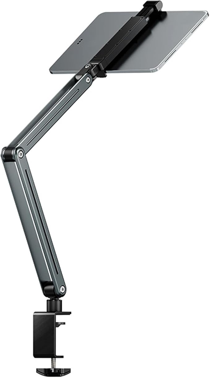Hulex Supplies Professional Tablet Stand Holder, Foldable Tablet Arm Mount Holder, 360 Degree Rotation Adjustable Aluminum Alloy Stand for Desk, Compatible with Air Fire Galaxy Ta