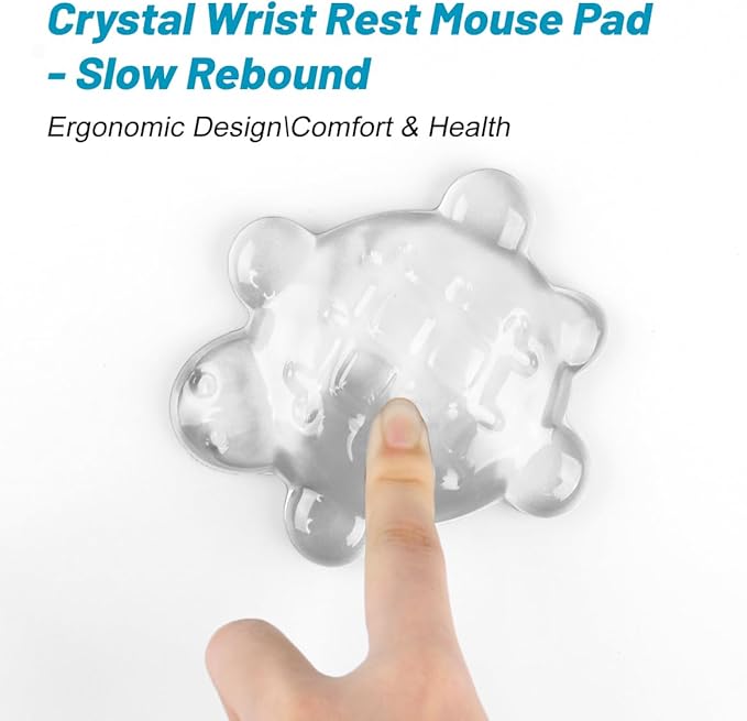 Lucocia Silicone Gel Mouse Wrist Rest,Cute Turtle Shape Ergonomic Elbow Mouse Rest Wrist Pad,Comfort Support for Typing and Gaming-Clear