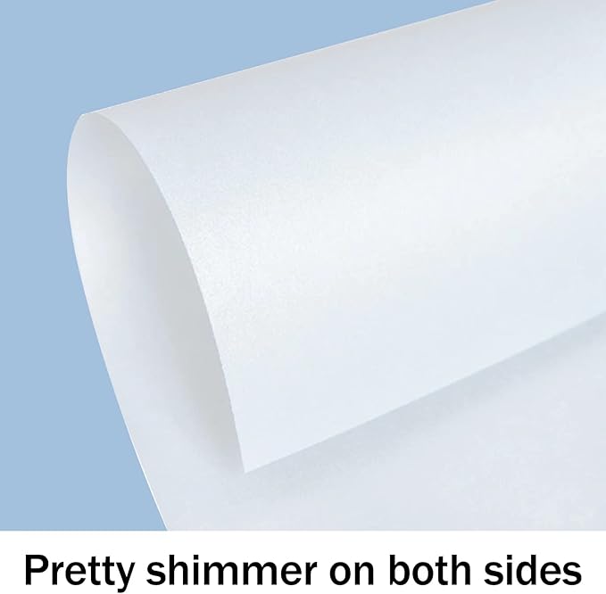 100 Sheets White Shimmer Cardstock 8.5 x 11 Certificate Paper, Goefun 80lb Pearlescent Paper for Invitations, Certificates, Crafts, DIY Cards