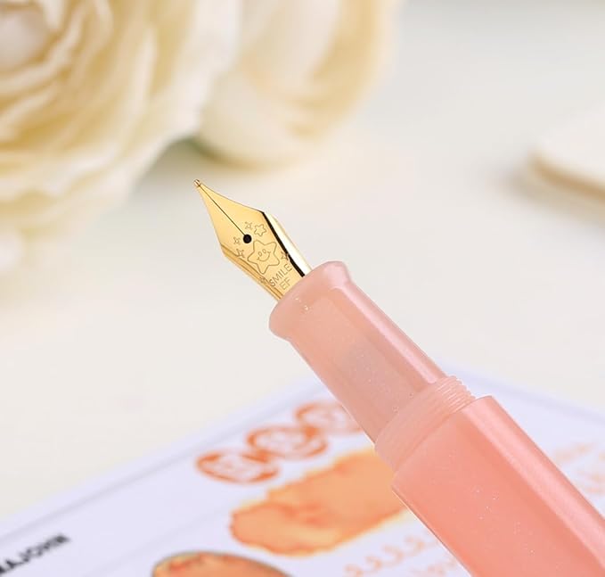 czxwyst Majohn Wancai 2.0 Mini Pocket-Size Eyedropper Fountain Pen (EF Nib 0.38mm, Peachy Pink)