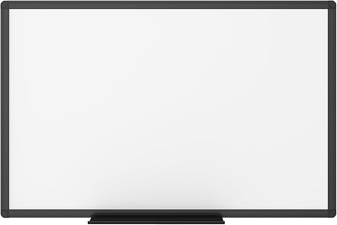 VIZ-PRO Magnetic Dry Erase White Board, 60 X 40 Inches, Black Aluminium Frame