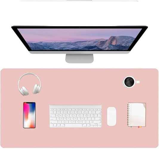 PU Leather Desk Pad Protector Gaming Mouse Pad Non Slip Desk Mat for Keyboard and Mouse Waterproof Desk Writing Pad for Office and Home Desk Accessories(Pink, 31.5 * 15.7)