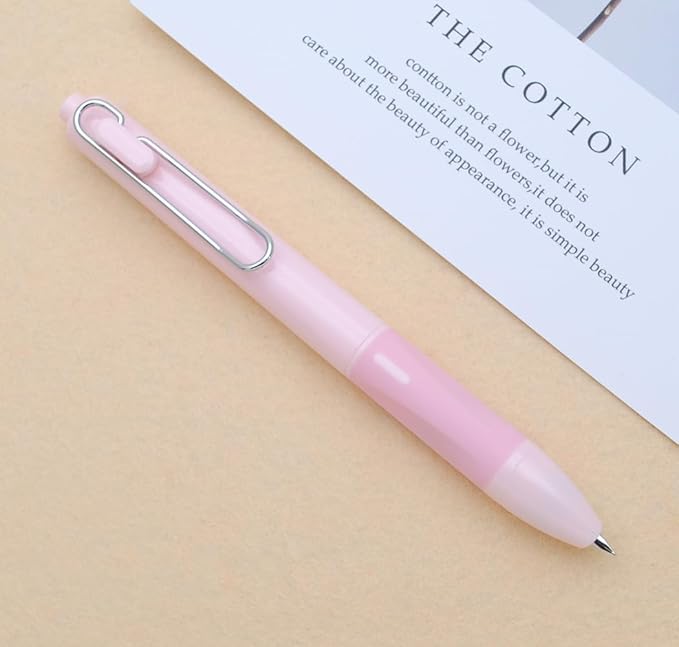 xixixiaozhu OASO K018 Sealed Retractable Fountain Pen Set 0.5mm with 2pcs Blue Ink Cartridges Smooth Writing for School Students (Light Pink)