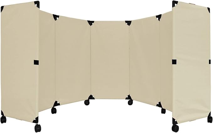 Versare MP10S Portable Folding Wall Partition | Economical 5 Panel Design | Portable Room Divider On Wheels | Adjustable, Freestanding Setup | Multiple Widths
