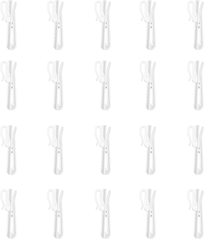 20 PCS Plastic Curtain Hooks Adjustable Pinch Pleat Curtain Clips Room Divider Curtain Hooks for Drapes
