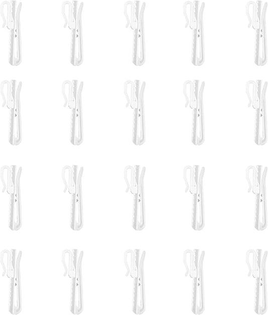 20 PCS Plastic Curtain Hooks Adjustable Pinch Pleat Curtain Clips Room Divider Curtain Hooks for Drapes